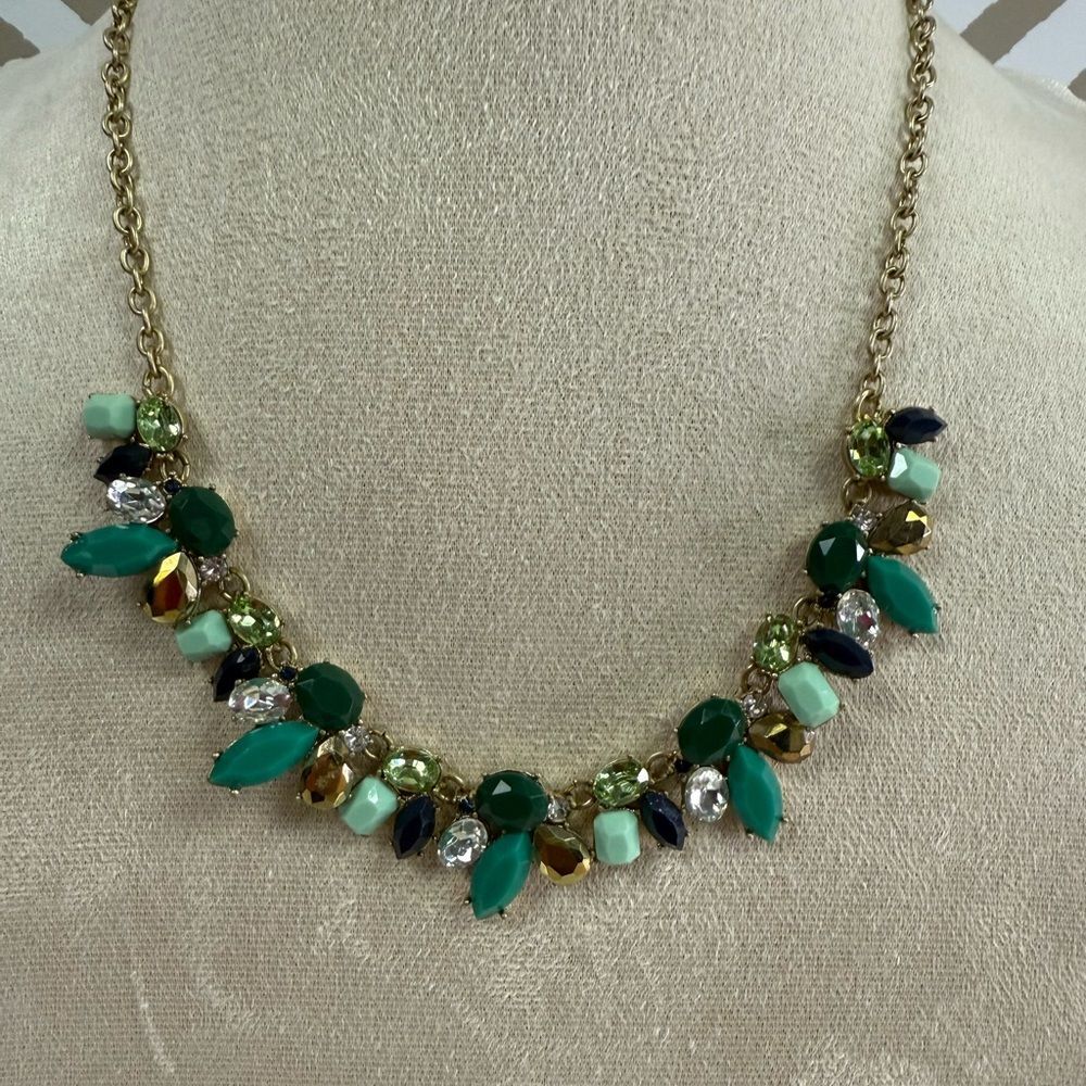 J Crew Green Blue Crystal Stone Necklace